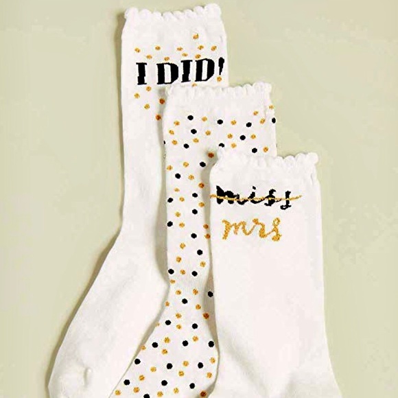 Kate Spade 3pk bridal gift set crew socks - Picture 3 of 3